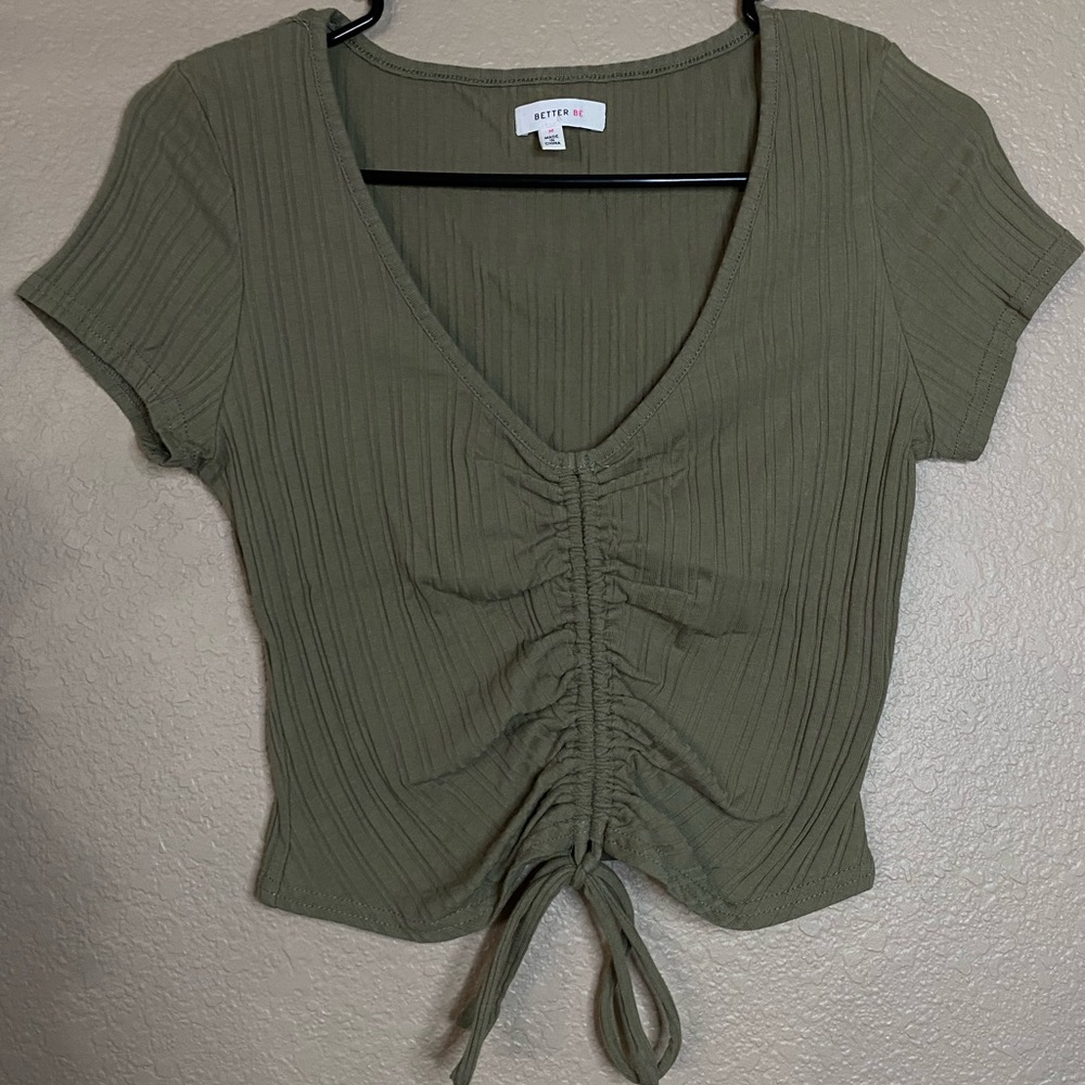 Olive green cropped shirt